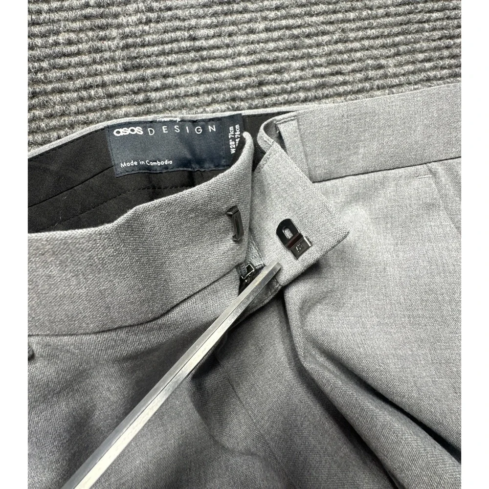 ASOS DESIGN Dress Pants Mens 29x29 Gray Slim Fit Flat Front